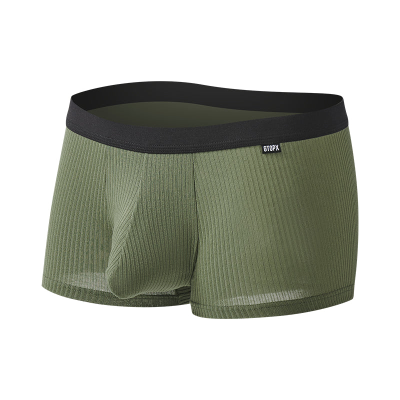Gtopx Man Natural Comfortable U Convex Big Pack Boxer Briefs Striped Underwear