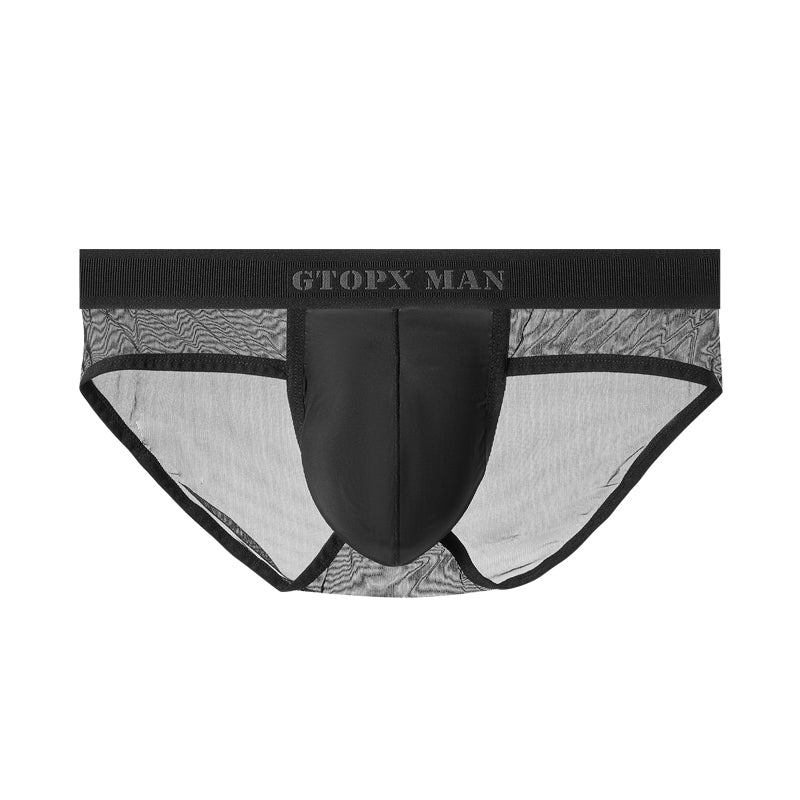 GTOPX MAN Transparent Guaze Low Waistline Sexy Briefs Ice Silk Men Thin Big Pouch Frenulum U Convex Underwear
