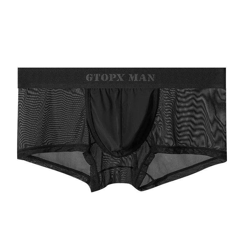 GTOPX MAN Transparent Guaze Boxer Low Waistline Sexy Ice Silk Men Thin U Convex Underwear