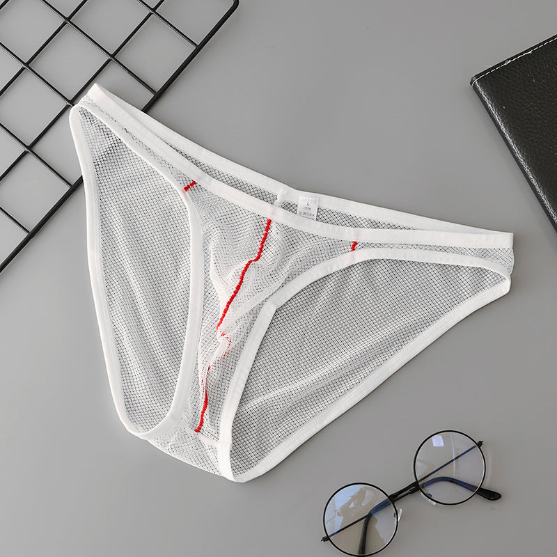 GTOPX MAN Ice Silk Sexy Low Waistline Briefs Transparent Guaze Fashion U Convex Pouch Underwear