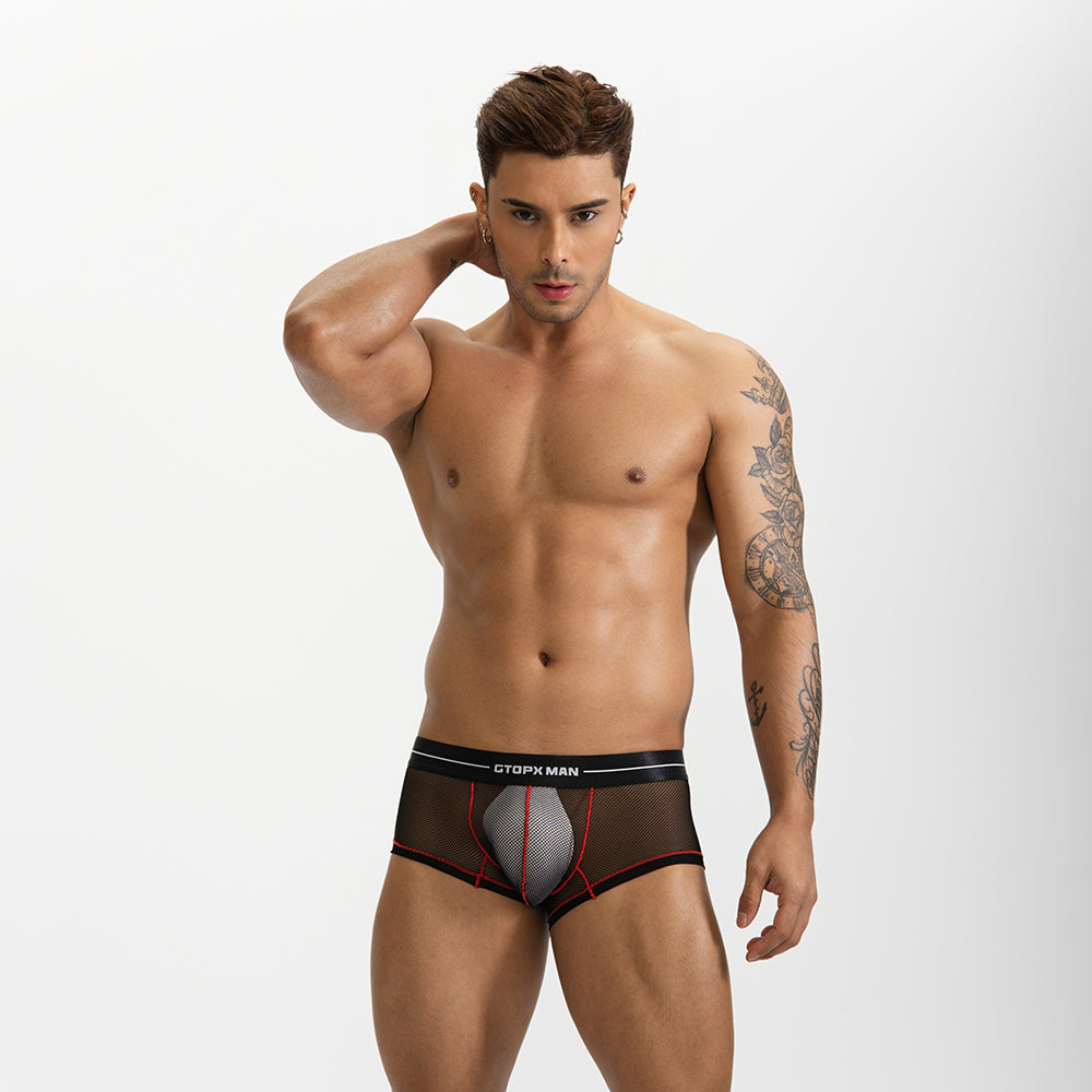 GTOPX MAN Boxers Ice Silk Sexy Low Waistline Transparent Guaze  Fashion U Convex Pouch Underwear