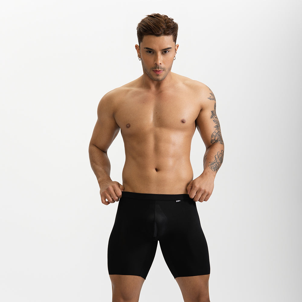 GTOPX MAN Ice Silk Long Desgin U Convex Pouch Boxers Underwear