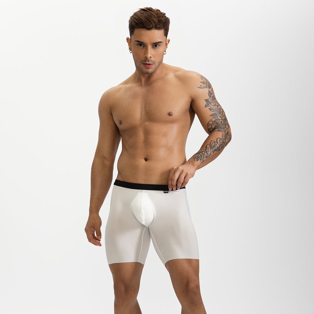 GTOPX MAN Ice Silk Long Desgin U Convex Pouch Boxers Underwear