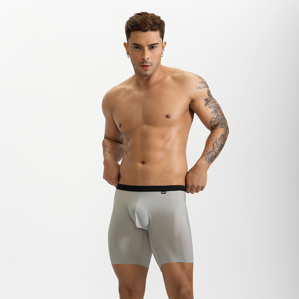 GTOPX MAN Ice Silk Long Desgin U Convex Pouch Boxers Underwear