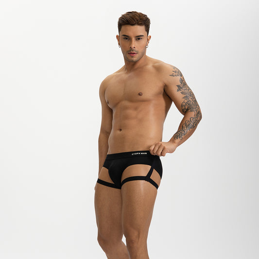 GTOPX MAN Low Waistline Frenulum Sexy Briefs Ice Silk Men Thin Big Pouch U Convex Underwear