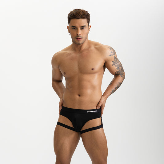 GTOPX MAN Ice Silk Sexy Low Waistline Fashion U Convex Pouch  Bandages Thongs Underwear