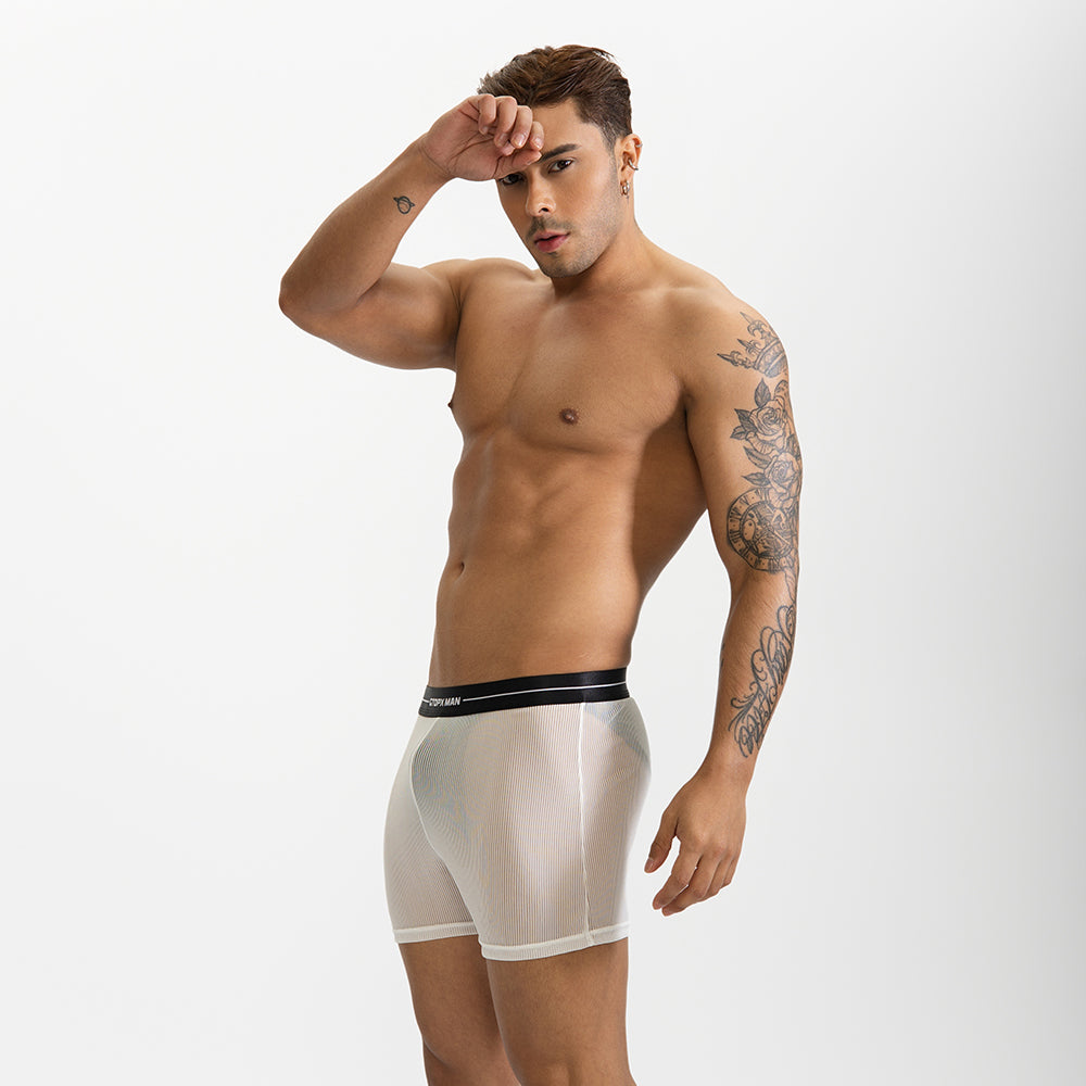 GTOPX MAN Ice Silk Boxers Sexy Low Waistline Transparent Guaze Fashion Underwear