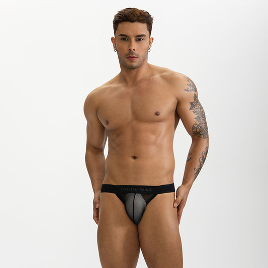 GTOPX MAN Ice Silk Sexy Low Waistline Transparent Guaze  Fashion U Convex Pouch Thongs Underwear