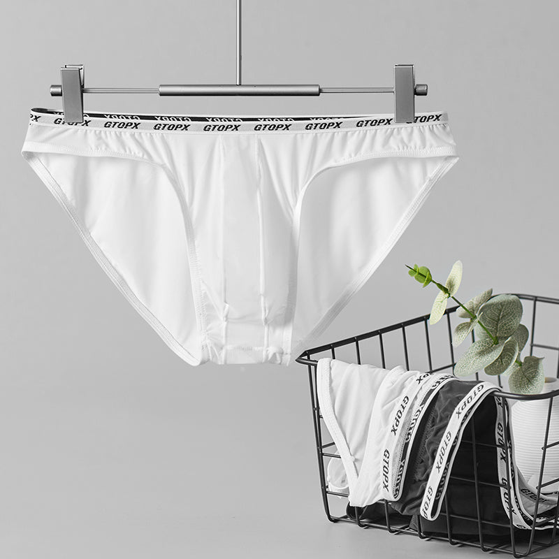 GTOPX MAN Ice Silk Briefs Sexy Low Waistline Transparent Guaze  Fashion U Convex PouchUnderwear