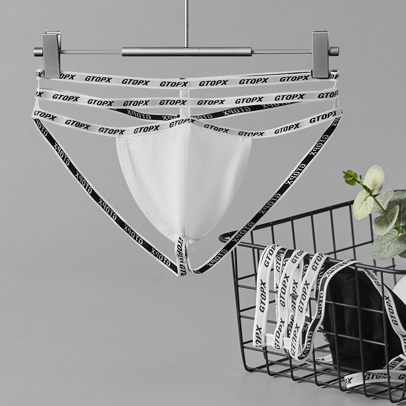 Sexy Low Waistline Fashion U Convex Pouch Thongs Underwear