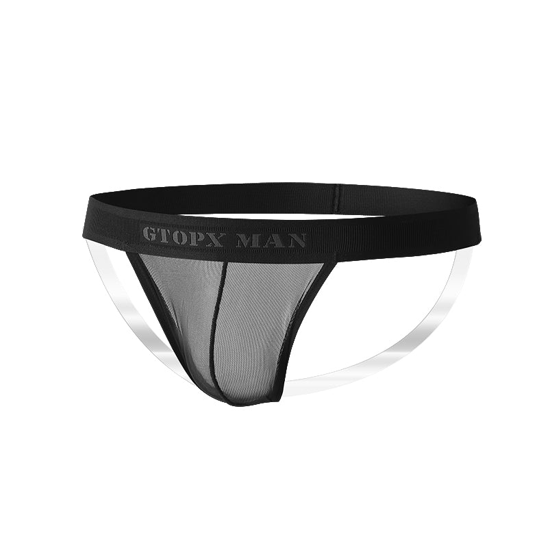 GTOPX MAN Ice Silk Sexy Low Waistline Transparent Guaze  Fashion U Convex Pouch Thongs Underwear