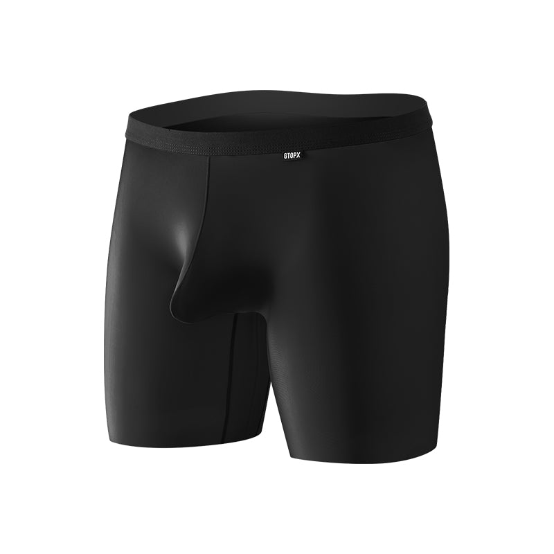 GTOPX MAN Ice Silk Long Desgin U Convex Pouch Boxers Underwear
