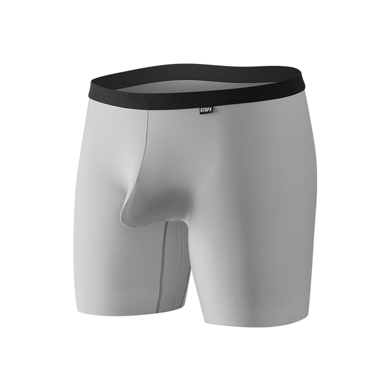 GTOPX MAN Ice Silk Long Desgin U Convex Pouch Boxers Underwear