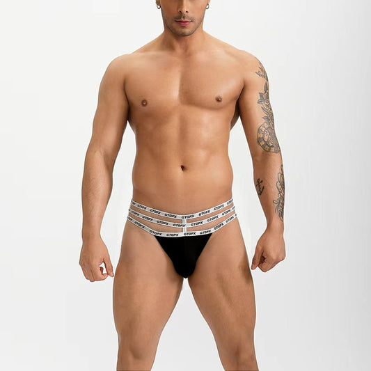 Sexy Low Waistline Fashion U Convex Pouch Thongs Underwear