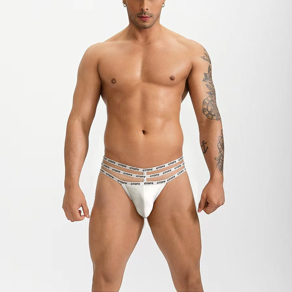 Sexy Low Waistline Fashion U Convex Pouch Thongs Underwear