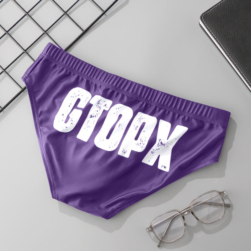 Men's Sexy Low Rise Swim Briefs Printed Swimwear Trunks for Beach Pool Party