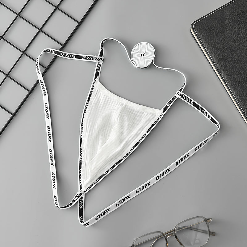 Shoulder Strap Sexy Low Waistline Fashion U Convex Pouch Thongs Underwear