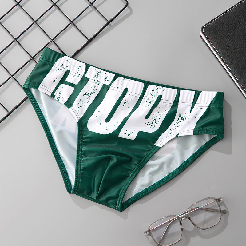 Men's Sexy Low Rise Swim Briefs Printed Swimwear Trunks for Beach Pool Party
