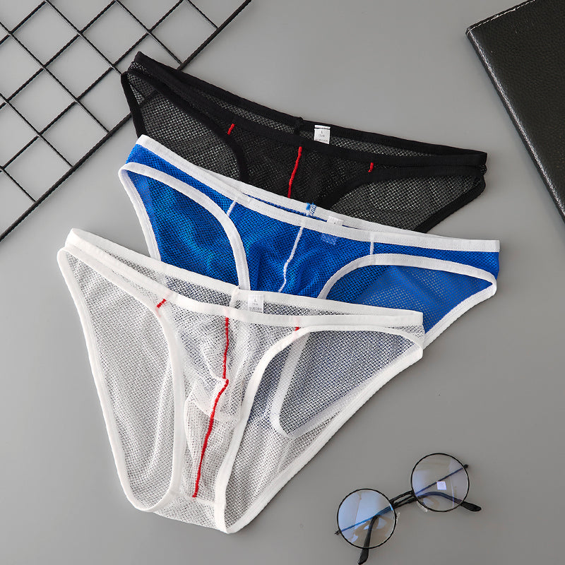 GTOPX MAN Ice Silk Sexy Low Waistline Briefs Transparent Guaze  Fashion U Convex Pouch  Underwear
