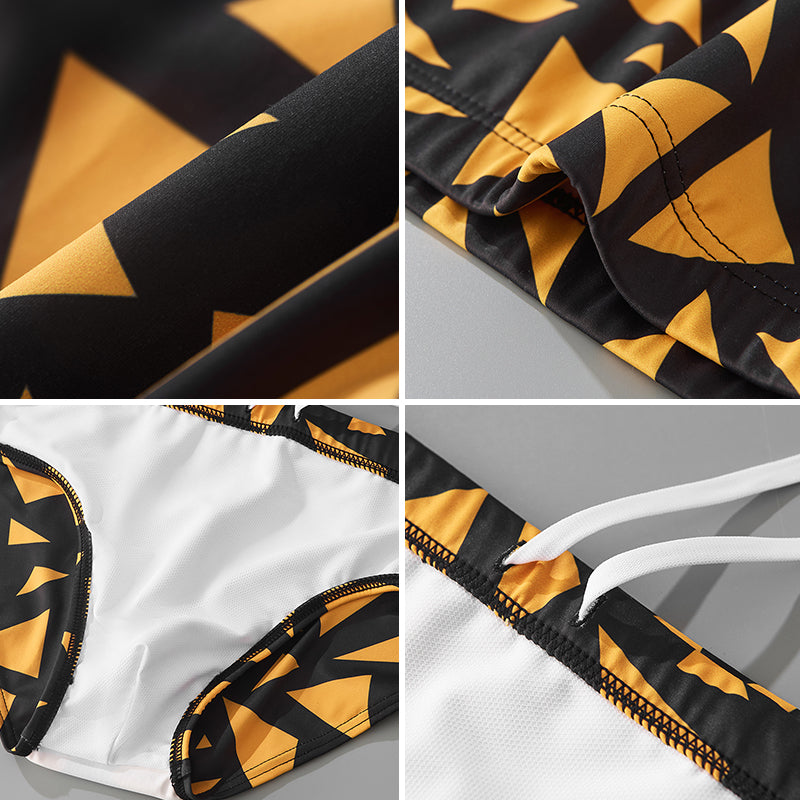 Men Low Waist Swim Briefs Color Block Quick Dry Racing Swimwear Beach Swimming Trunks