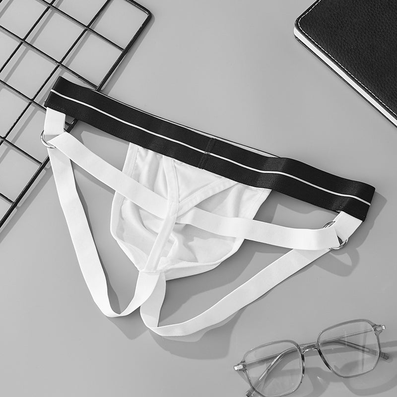 Male Metal Rings Sexy Low Waistline Fashion U Convex PouchThongs Underwear