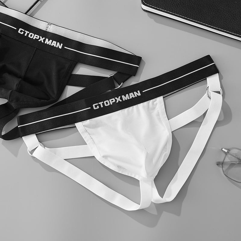 Male Metal Rings Sexy Low Waistline Fashion U Convex PouchThongs Underwear