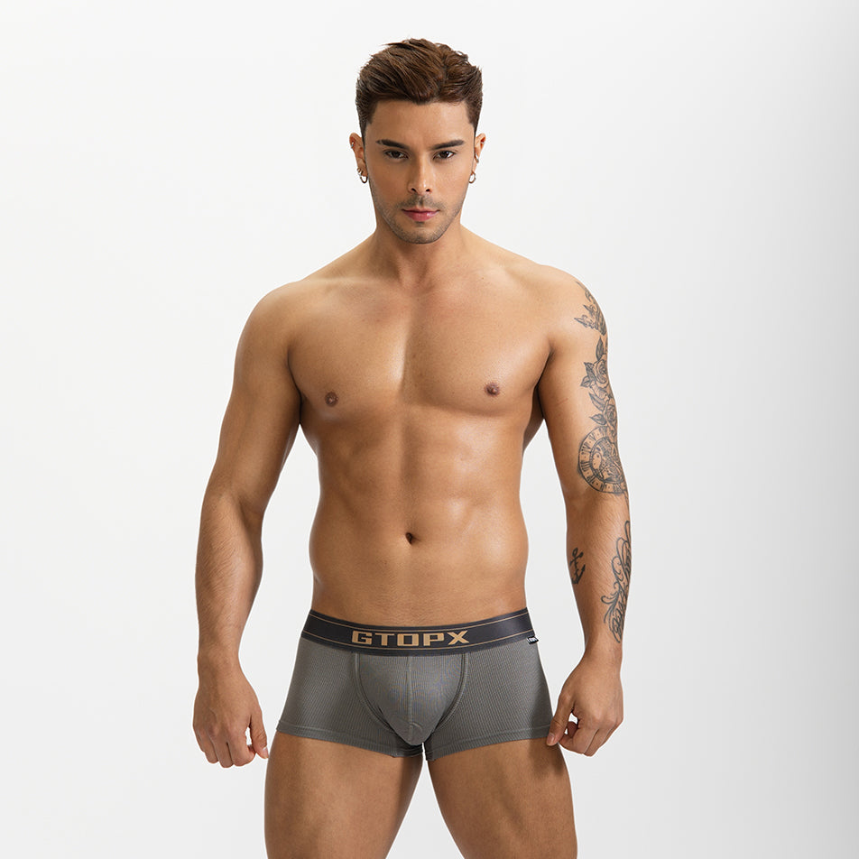 Gtopx Man Natural Feelings Single Layer U Convex Big Pack Boxer Briefs Striped Underwear