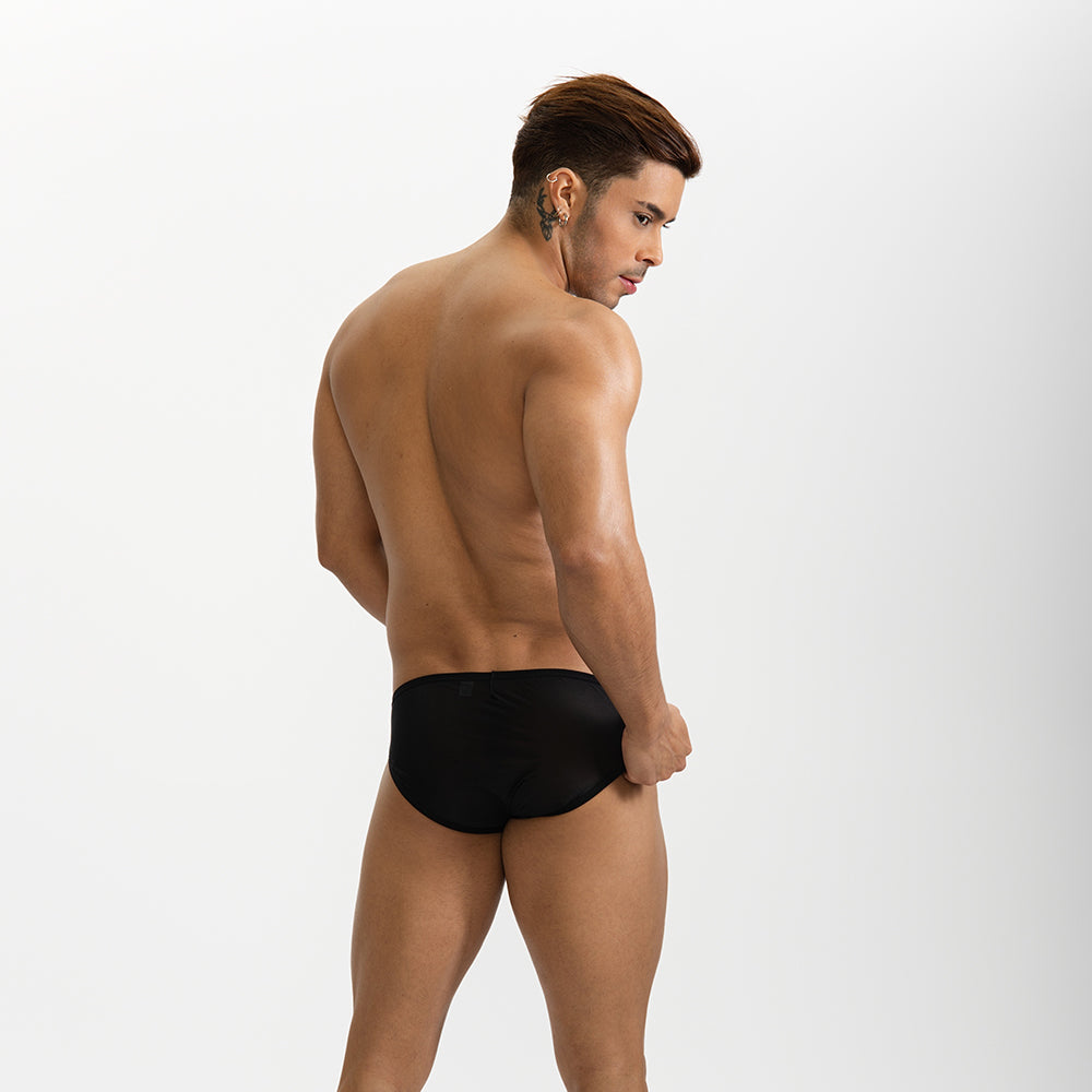 GTOPX MAN Thin Ice Silk Sexy Briefs Low Waistline Transparent U Convex Pouch Underwear