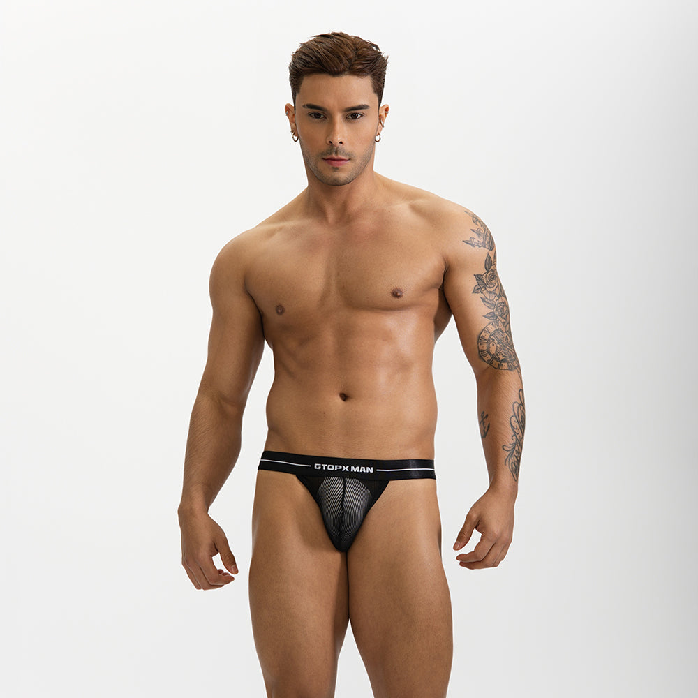 GTOPX MAN Ice Silk Sexy Low Thongs Waistline Transparent Guaze  Fashion U Convex Pouch Underwear