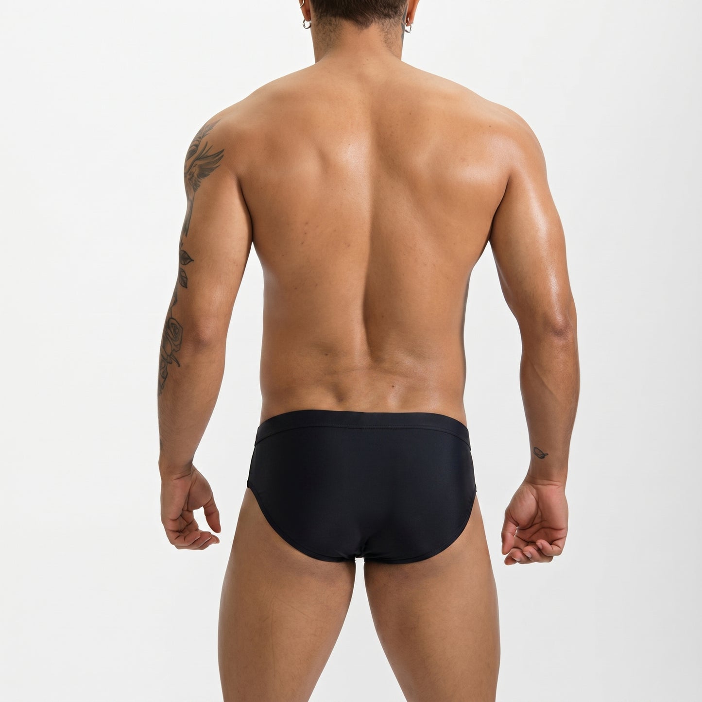 Men's Low Waist Swim Briefs Letter Print Quick Dry Beach Swimming Trunks