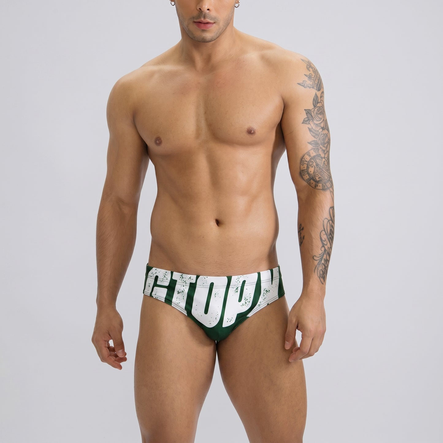 Men's Sexy Low Rise Swim Briefs Printed Swimwear Trunks for Beach Pool Party